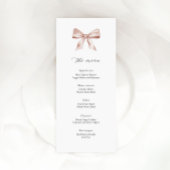 ほこりっぽいピンクボウ付きベビーシャワーメニューカード メニュー