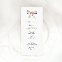 ほこりっぽいピンクボウ付きベビーシャワーメニューカード メニュー