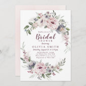 ほこりっぽいピンクボホフローラブライダルシャワー 招待状 (正面/裏面)