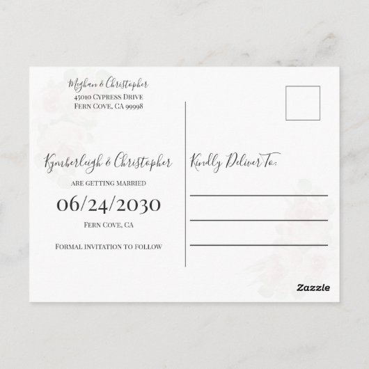 ほこりっぽいピンクボホフローラ幾何学日付を保存 ポストカード (裏面)