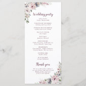 ほこりっぽいピンクボホフローラ素朴な結婚式プログラム メニュー (裏面)