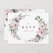 ほこりっぽいピンクボホフローラ素朴な結婚式RSVP インビテーションポストカード (正面/裏面)