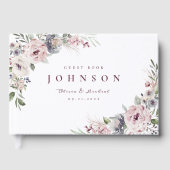 ほこりっぽいピンクボホフローラ結婚素朴 ゲストブック (正面)