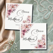 ほこりっぽいピンクボホモダンフローラ結婚スクリプト スタンダードカクテルナプキン