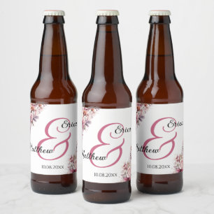 ほこりっぽいピンクボホモダンフローラ結婚スクリプト ビールラベル