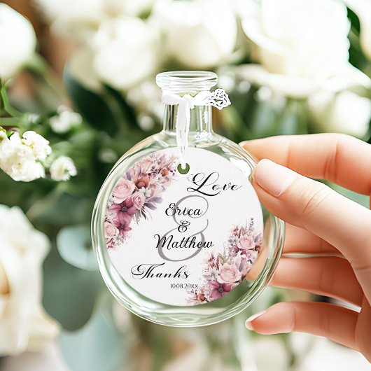 ほこりっぽいピンクボホモダンフローラ結婚スクリプト フェイバータグ