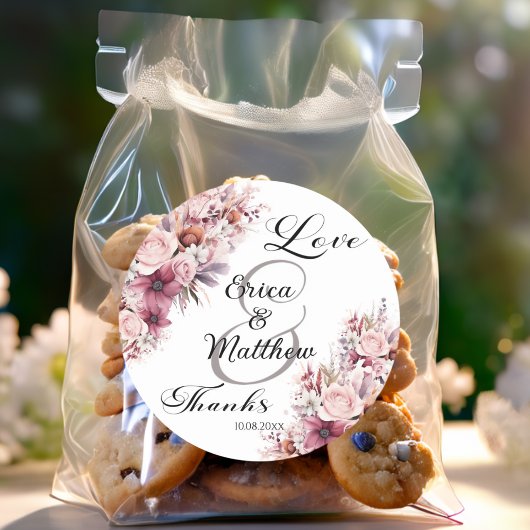 ほこりっぽいピンクボホモダンフローラ結婚スクリプト ラウンドシール