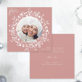 ほこりっぽいピンクボホワイルドフラワークリスマスフォトスクエア シーズンカード