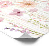 ほこりっぽいピンクボホワイルドフラワーベビーシャワーへようこそ ポスター (角)