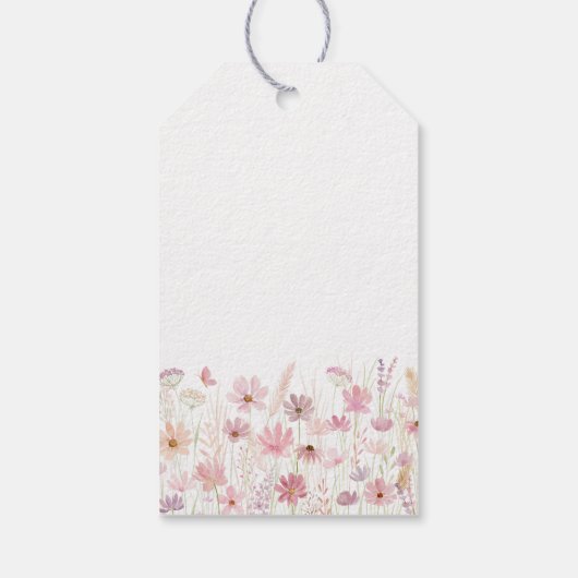 ほこりっぽいピンクボホワイルドフラワーベビーシャワー ギフトタグ (裏面)