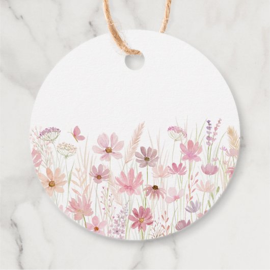 ほこりっぽいピンクボホワイルドフラワーベビーシャワー フェイバータグ (裏面)