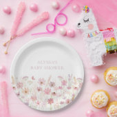 ほこりっぽいピンクボホワイルドフラワーベビーシャワー ペーパープレート (パーティー)