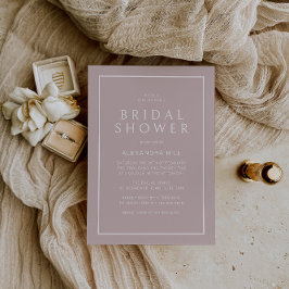 ほこりっぽいピンクミニマルモダンブライダルシャワー 招待状