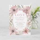 ほこりっぽいピンクラブが開花ブライダルシャワー 招待状 (スタンド正面)