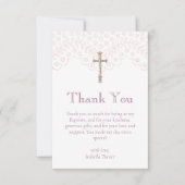 ほこりっぽいピンクレース |バプテスマサンキューカード サンキューカード (正面)