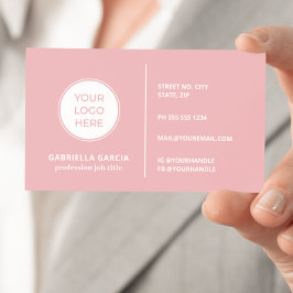 ほこりっぽいピンクロゴQRコード名刺 名刺