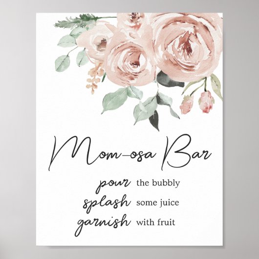 ほこりっぽいピンクローズその女の子の赤ちゃんシャワー母オサバー ポスター (正面)