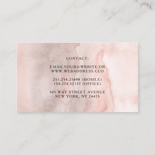 ほこりっぽいピンクローズとブルゴーニュ赤フローラヴィンテージ 名刺 (裏面)