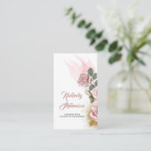 ほこりっぽいピンクローズと金ゴールドグリッターヴィンテージ エレガント 名刺 (スタンド正面)