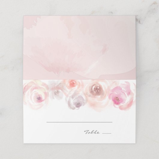 ほこりっぽいピンクローズウォーターカラー座席表 プレイスカード (外部開封)