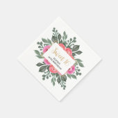 ほこりっぽいピンクローズグリーンリーフローラスウィート16 スタンダードカクテルナプキン (角)