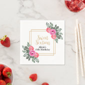 ほこりっぽいピンクローズグリーンリー植物性金ゴールドスイート16 スタンダードカクテルナプキン (インサイチュ)