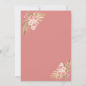 ほこりっぽいピンクローズパンプキンパンパスネイビーベビーシャワー 招待状 (裏面)