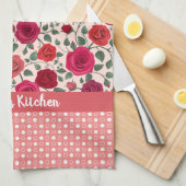 ほこりっぽいピンクローズパーソナライズされた キッチンタオル (四つ折り)