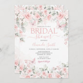 ほこりっぽいピンクローズブライダルシャワー招待 招待状 (正面/裏面)