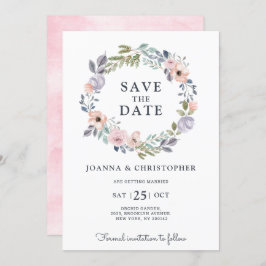 ほこりっぽいピンクローズミッドサマーフローラ保存日 招待状