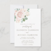 ほこりっぽいピンクローズユーカリ結婚フローラ 招待状 (正面)