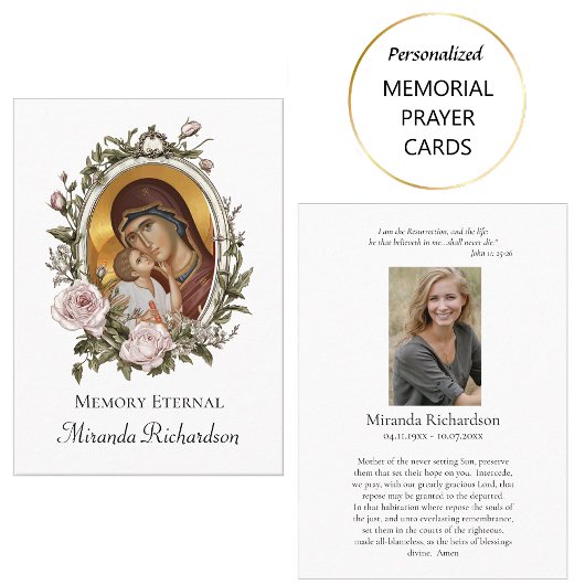 ほこりっぽいピンクローズリース写真葬式祈りの言葉カード プレイスカード