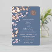 ほこりっぽいピンクローズ中国の金ゴールド結婚ズ 箔招待状 (立ち正面)