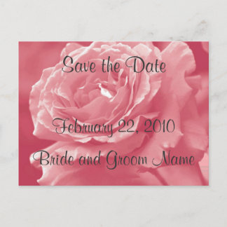 ほこりっぽいピンクローズ日付はがきを保存 案内ポストカード