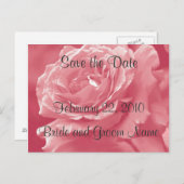 ほこりっぽいピンクローズ日付はがきを保存 案内ポストカード (正面/裏面)