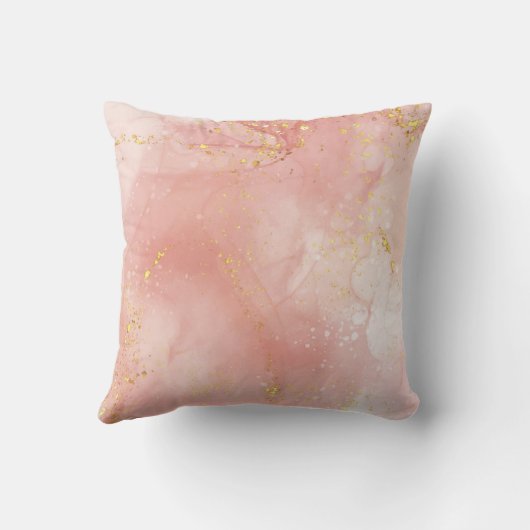 ほこりっぽいピンクローズ金ゴールドリーフ&ウォータカラーガーリー クッション (裏面)