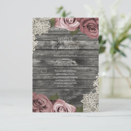 ほこりっぽいピンクローゼグレイ素朴ズ結婚詳細 エンクロージャーカード (スタンド正面)