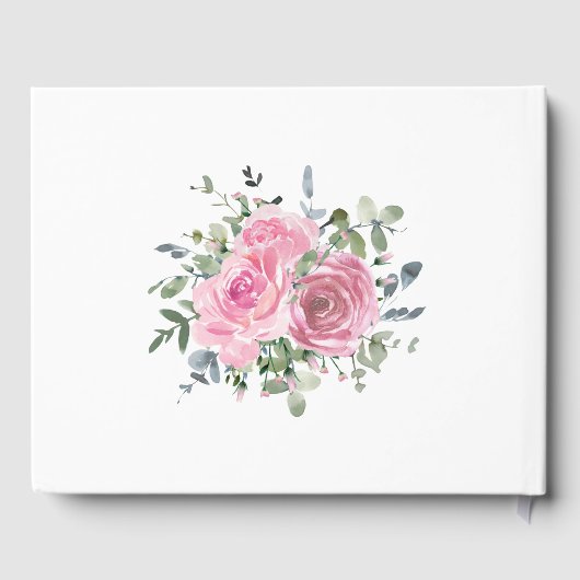 ほこりっぽいピンクローゼユーカリプトゥス結婚ボタニカル ゲストブック (裏面)