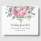 ほこりっぽいピンクローゼユーカリプトゥス結婚ボタニカル ゲストブック (正面)