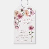 ほこりっぽいピンクワイルドフラワーありがとうギフトラベル- Boho W ギフトタグ (正面)