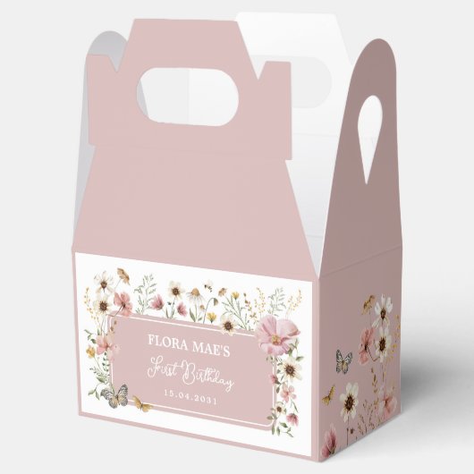 ほこりっぽいピンクワイルドフラワーガーデンティーパーティー誕生日 フェイバーボックス (オープン)