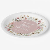 ほこりっぽいピンクワイルドフラワーガーデンベビーイン開花シャワー ペーパープレート (アングル)