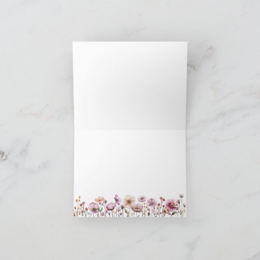 ほこりっぽいピンクワイルドフラワーサンキューカード – ボホフローラ サンキューカード (内部)