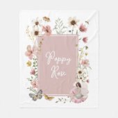 ほこりっぽいピンクワイルドフラワーフェアリープリンセスベビーガール フリースブランケット (正面)