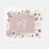 ほこりっぽいピンクワイルドフラワーフェアリープリンセスベビーガール フリースブランケット (正面(横))