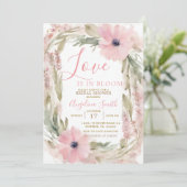 ほこりっぽいピンクワイルドフラワーブライダルシャワー 招待状 (スタンド正面)