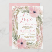 ほこりっぽいピンクワイルドフラワーブライダルシャワー 招待状 (正面/裏面)