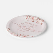 ほこりっぽいピンクワイルドフラワーベビーイン開花ガールシャワー ペーパープレート (アングル)