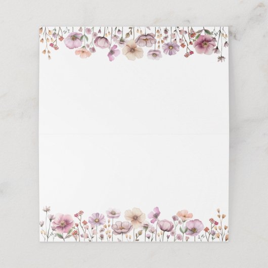 ほこりっぽいピンクワイルドフラワー座席表- Boho Watercolo プレイスカード (外部開封)