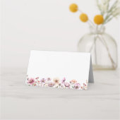 ほこりっぽいピンクワイルドフラワー座席表- Boho Watercolo プレイスカード (裏面)